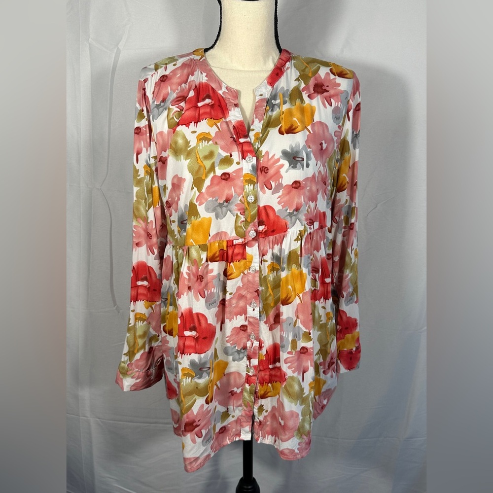 Christian Siriano Watercolor Floral‎ Flower Blouse